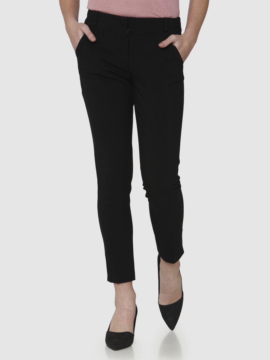 

Vero Moda Women Black Straight Fit Solid Formal Trousers
