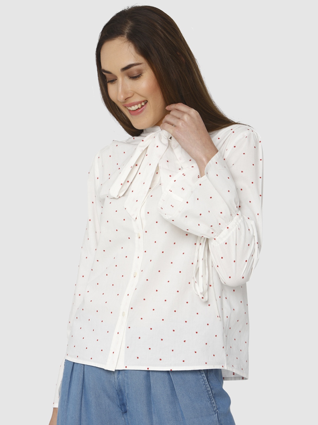 

Vero Moda Women White Self Design Shirt Style Top