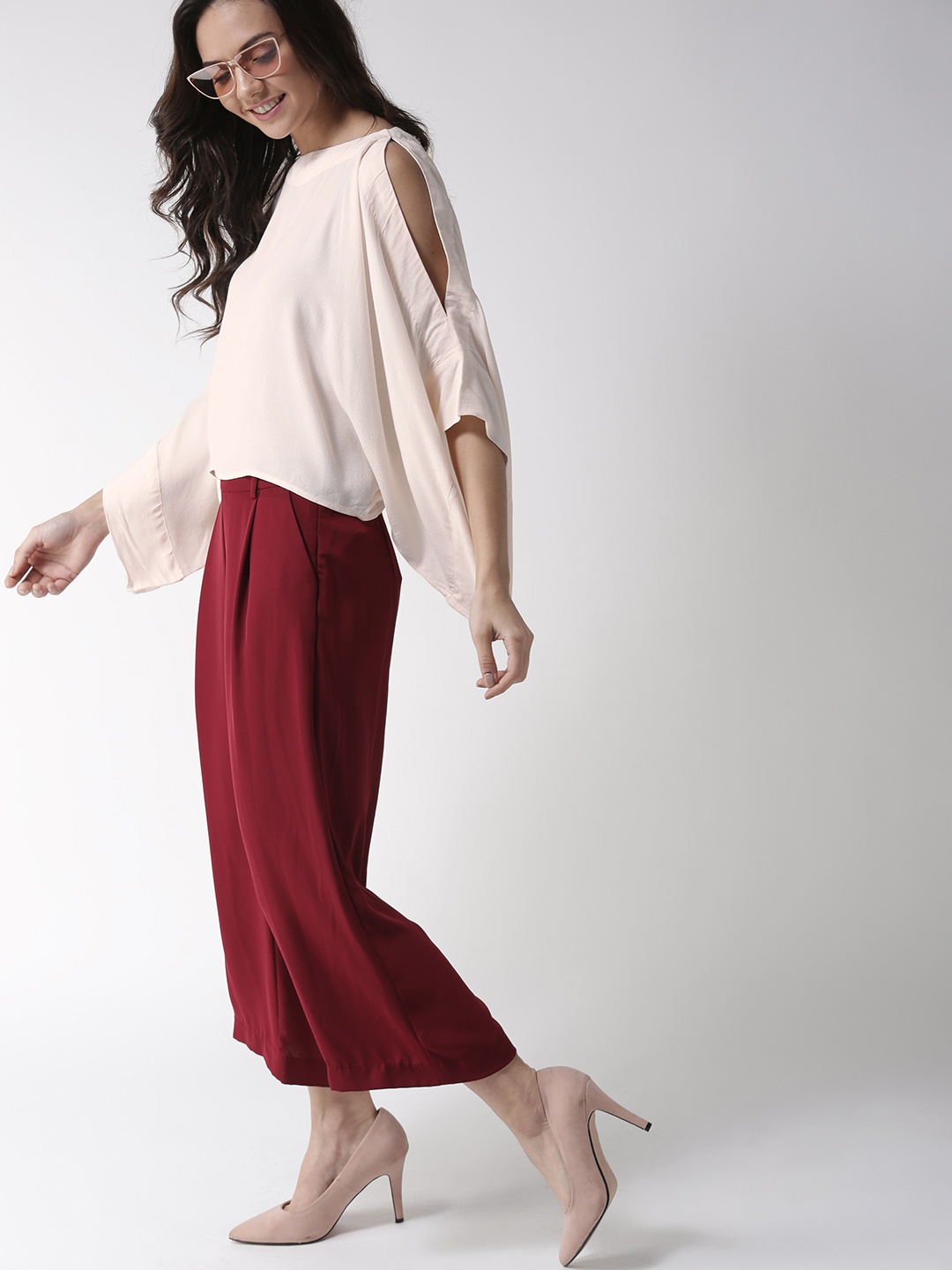 

FOREVER 21 Women Peach-Coloured Solid Boxy Top