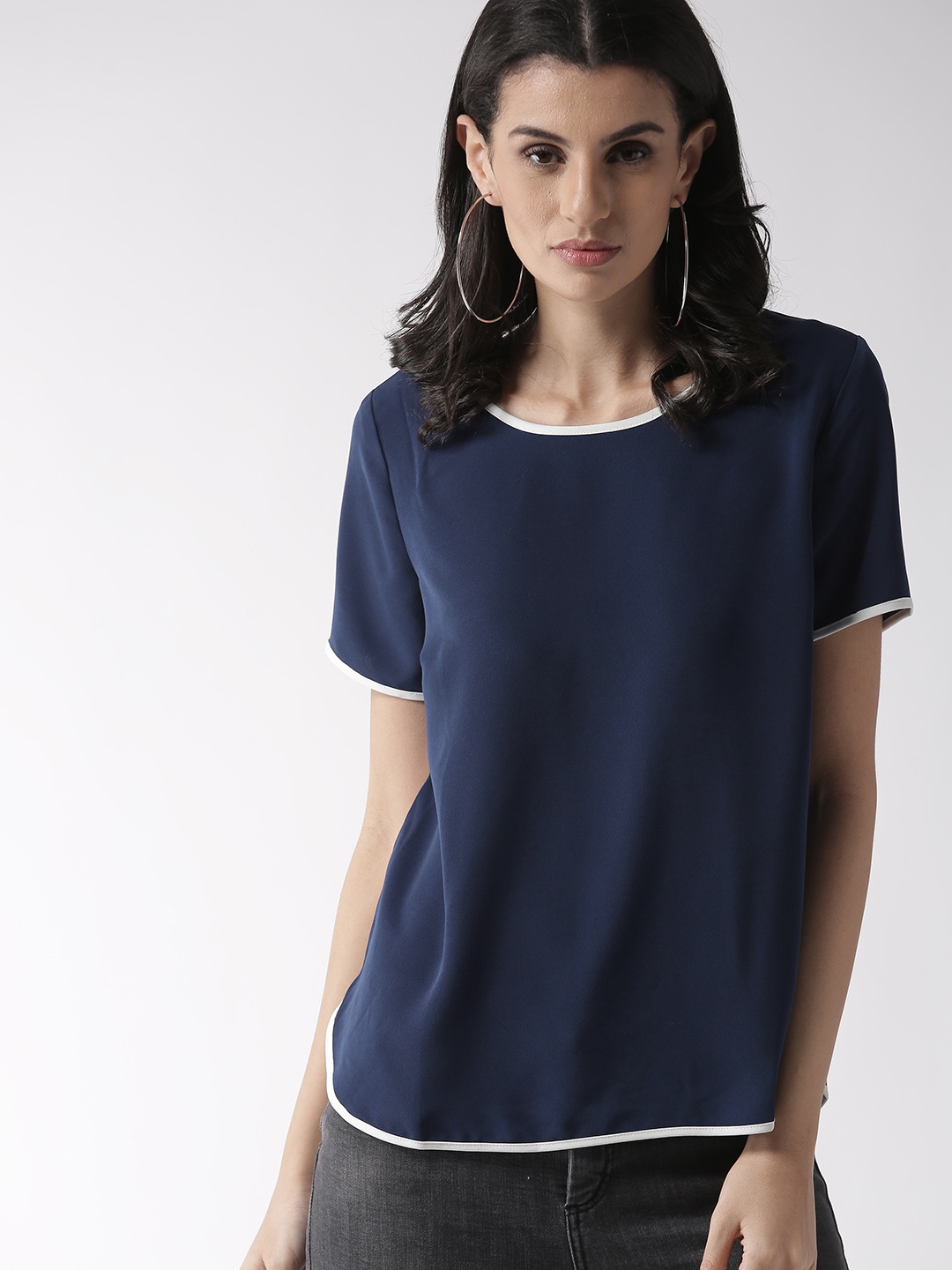 

FOREVER 21 Women Navy Blue Solid Top