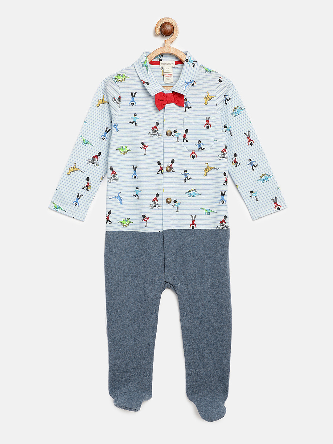 

MONSOON CHILDREN Boys Blue & Grey Printed Sleepsuit MN-51605402008