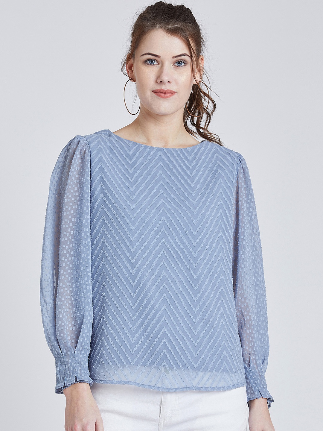 

Marie Claire Women Blue Self Design Top