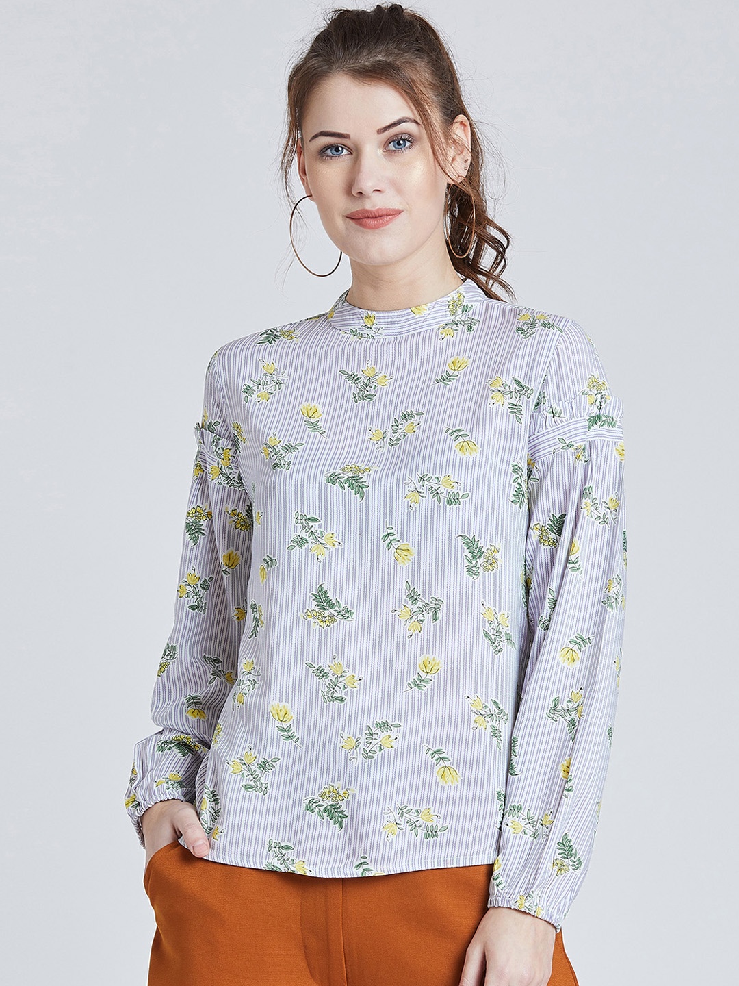 

Marie Claire Women Off-White Printed Top