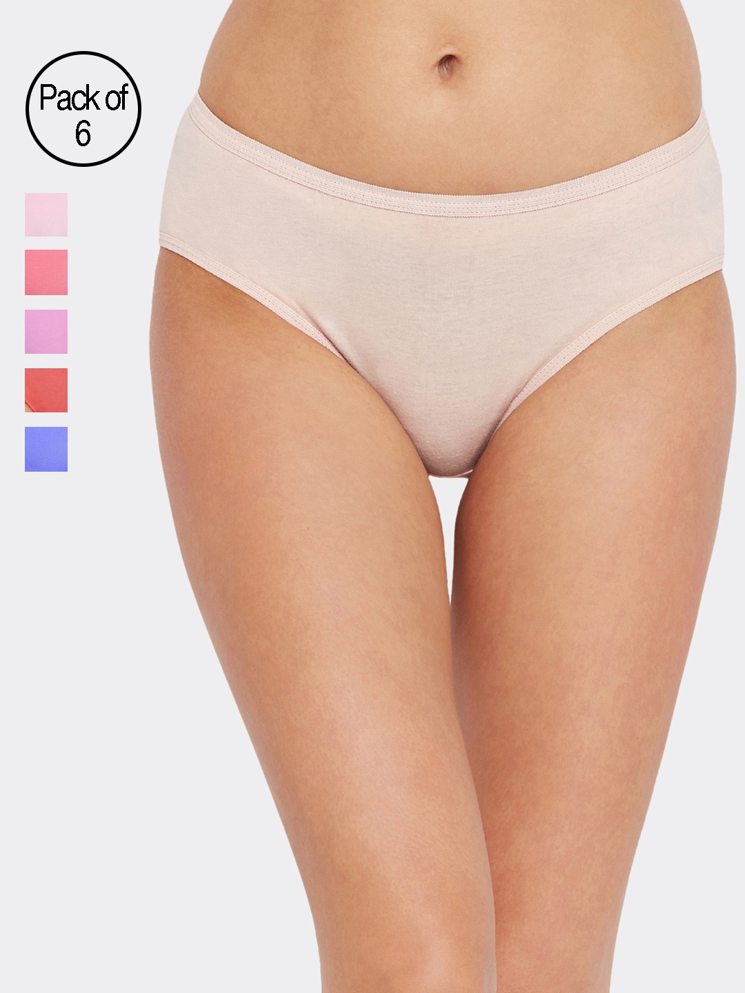 

BODYCARE Pack of 6 Assorted Solid Hipster Briefs E26C-6PCS