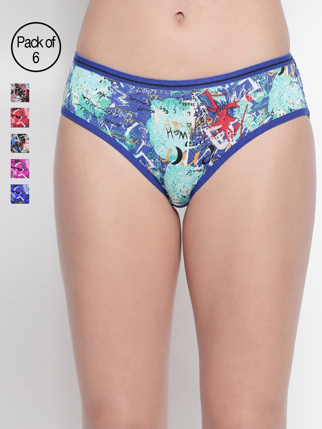

Bodycare Women Pack of 6 Assorted Printed Hipster Briefs 8062-6PCS