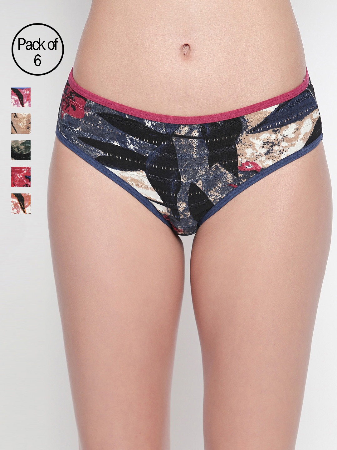 

BODYCARE Women Pack of 6 Printed Hipster Briefs 8046, Assorted