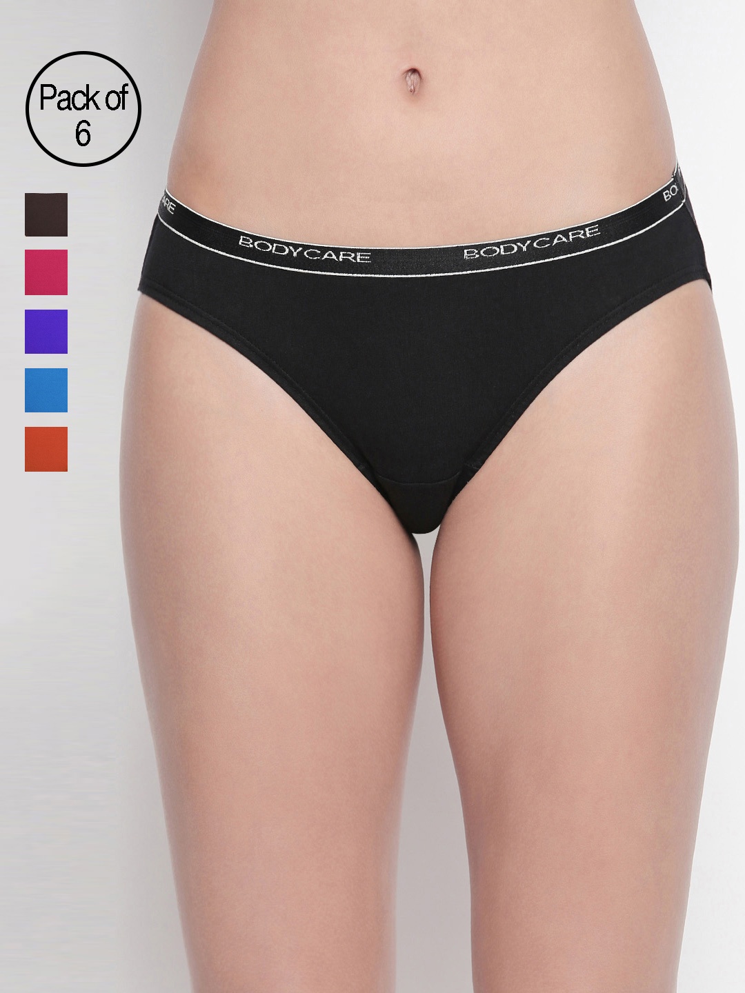 

Bodycare Women Pack of 6 Assorted Solid Bikini Briefs E45D-6PCS