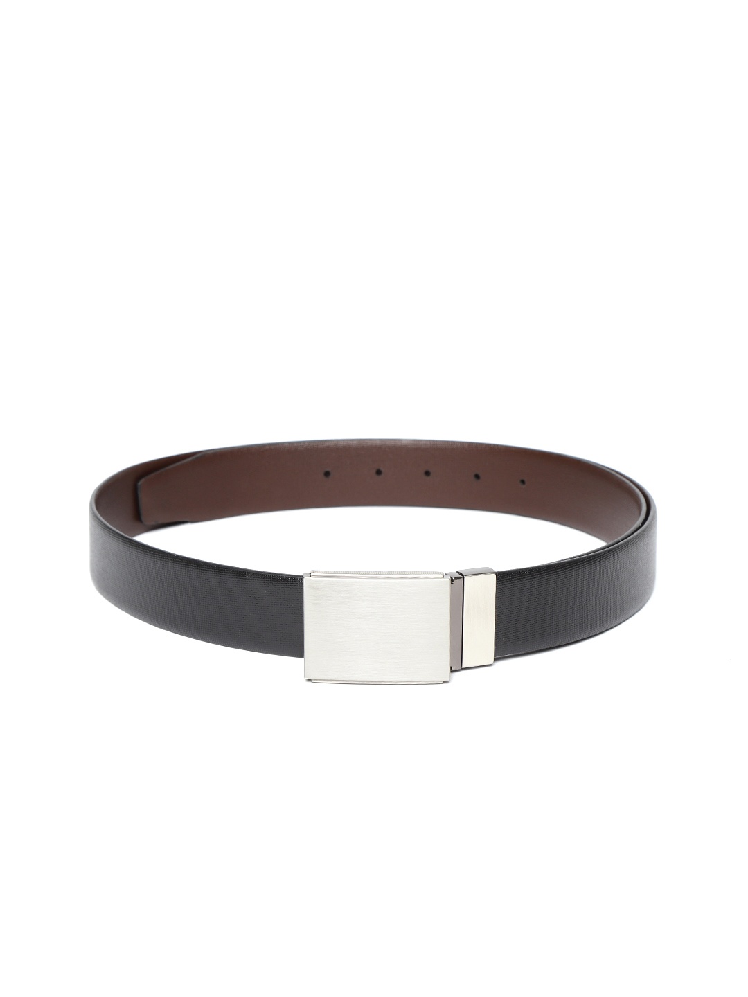 

Lino Perros Men Black & Brown Leather Textured Reversible Belt