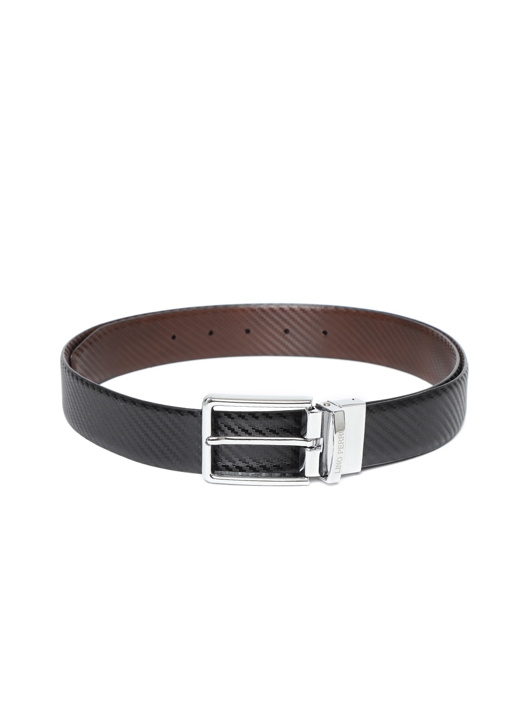 

Lino Perros Men Black & Brown Textured Reversible Leather Belt