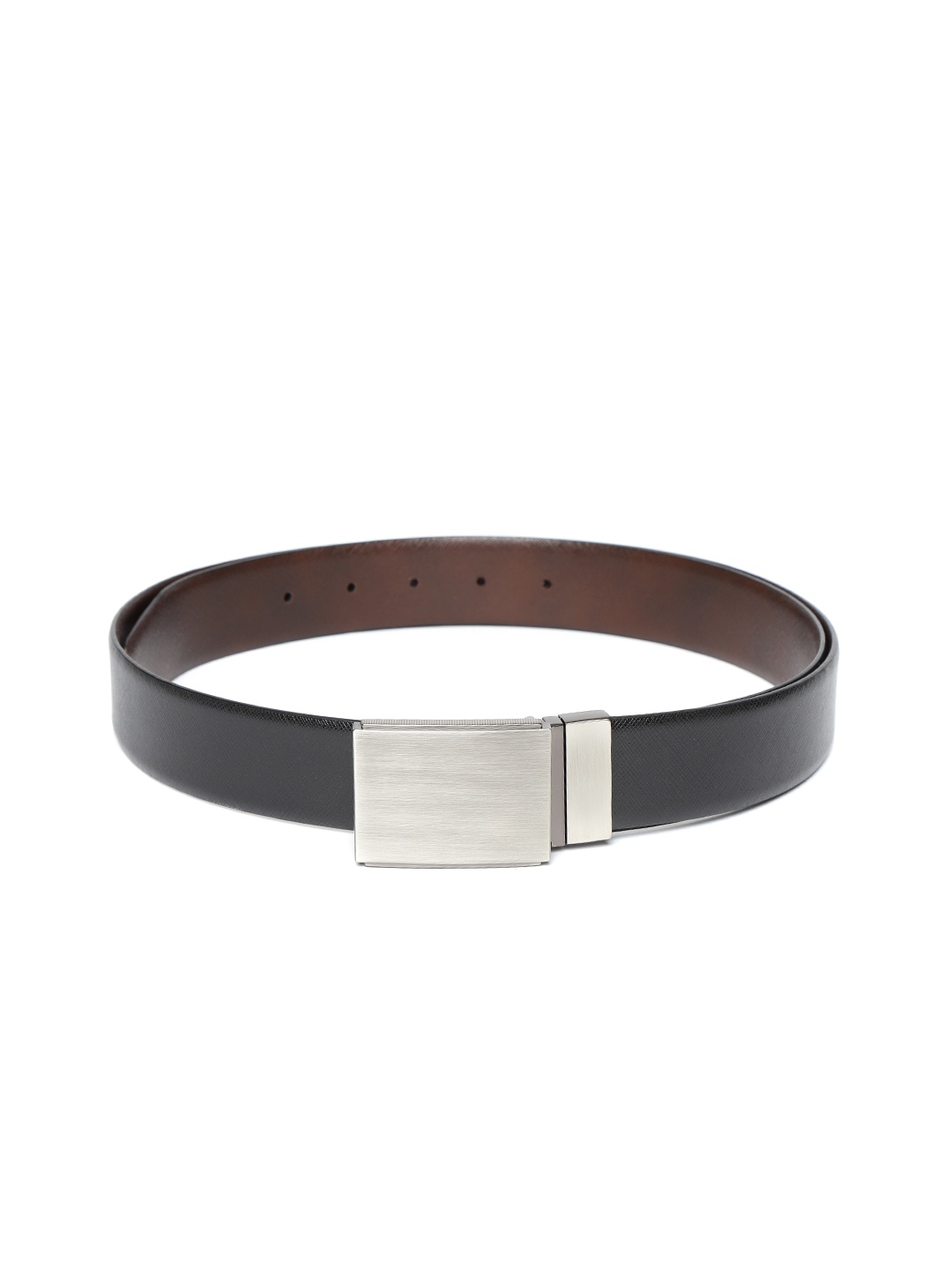 

Lino Perros Men Black & Brown Leather Textured Reversible Belt