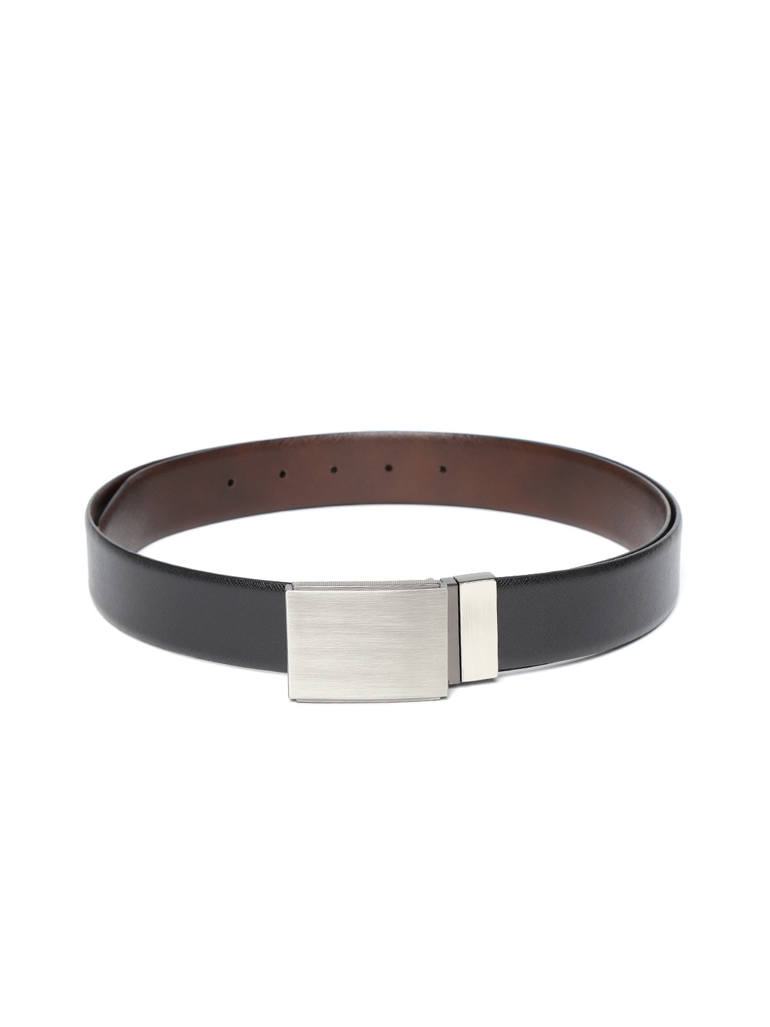 

Lino Perros Men Black & Brown Leather Textured Reversible Belt