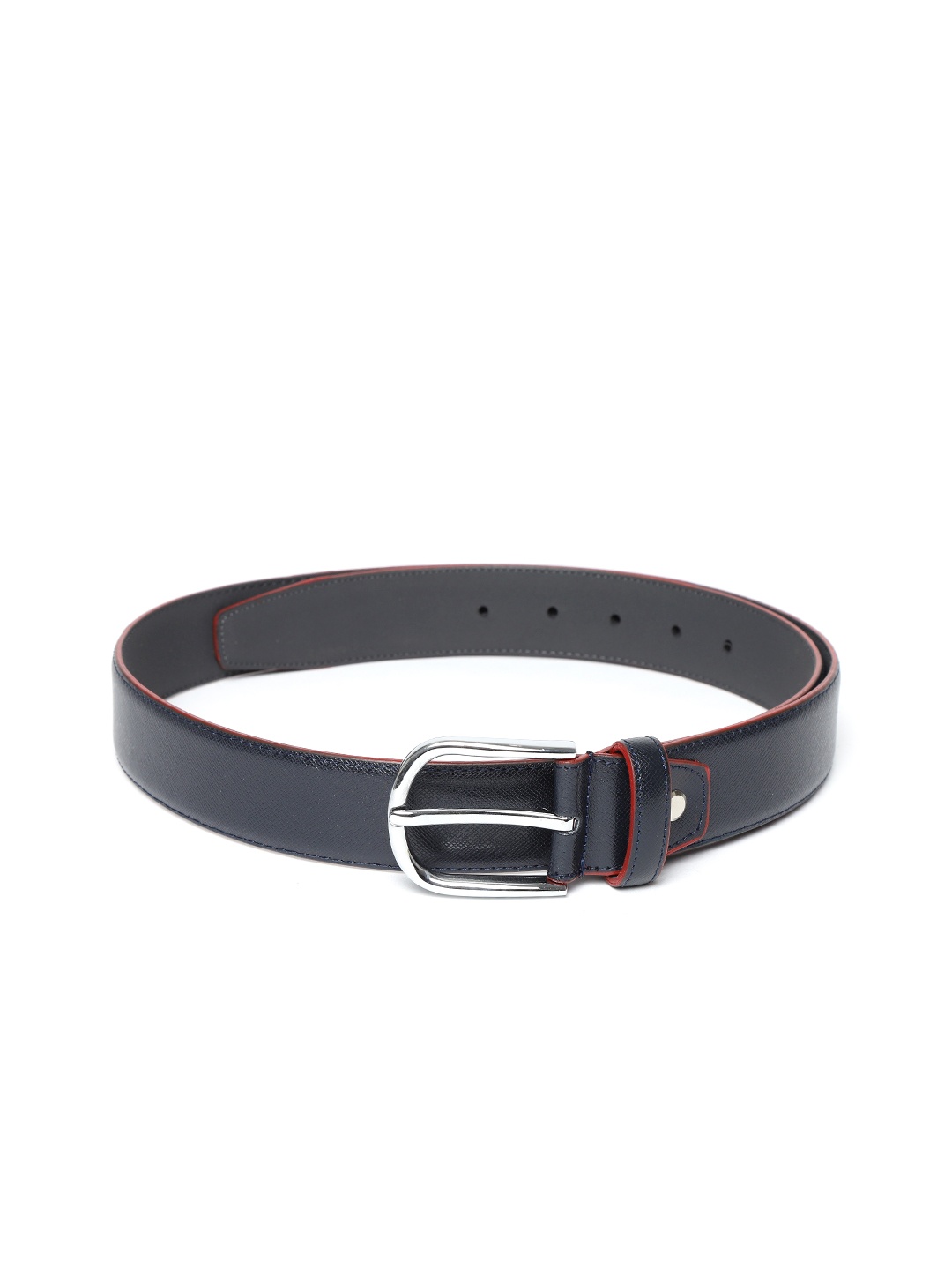 

Lino Perros Men Navy Blue Solid Leather Belt