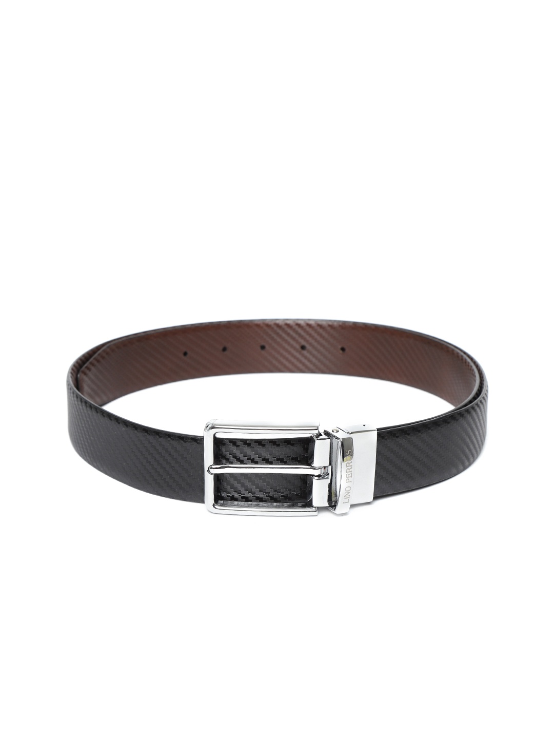 

Lino Perros Men Black & Brown Textured Reversible Leather Belt