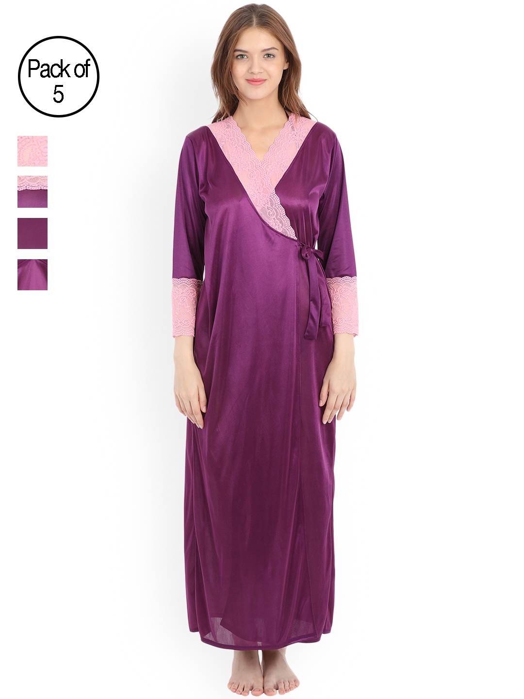 

Clovia Purple Solid Set of 7 Nightdress NS0564P12O