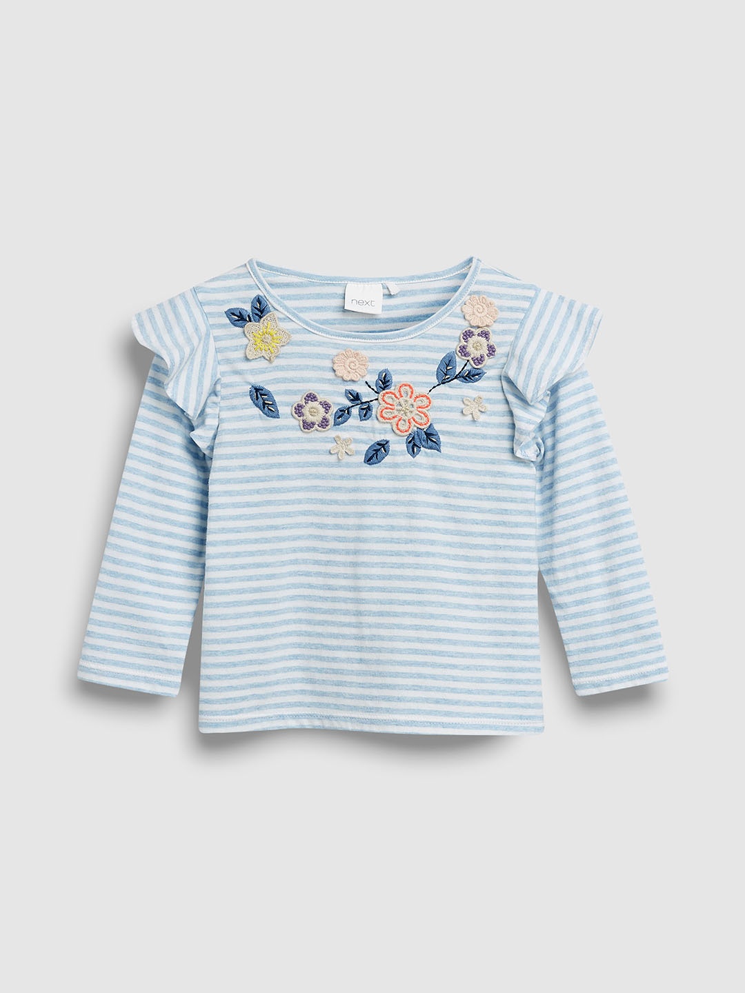 

next Girls Blue Striped Round Neck T-shirt