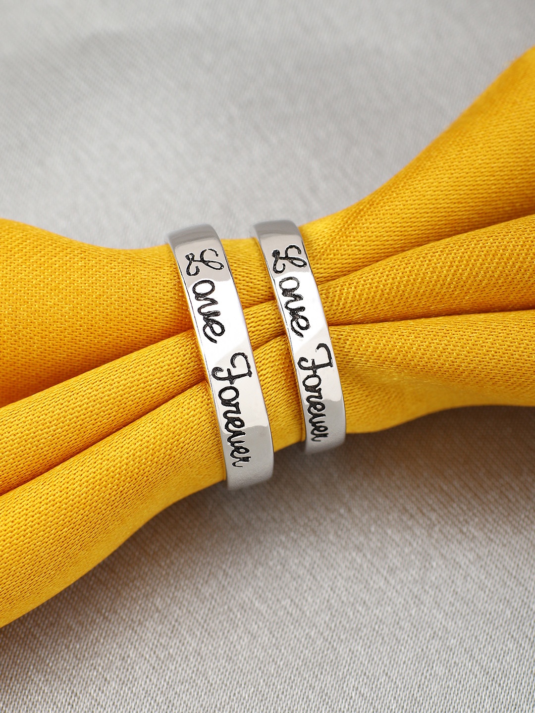 Peora Love Forever Silver-Plated Couple Rings