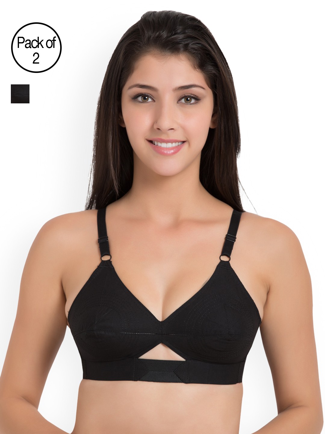 

Centra Pack of 2 Black Solid Non-Wired Non Padded Everyday Bras CLY9-2PC-BL
