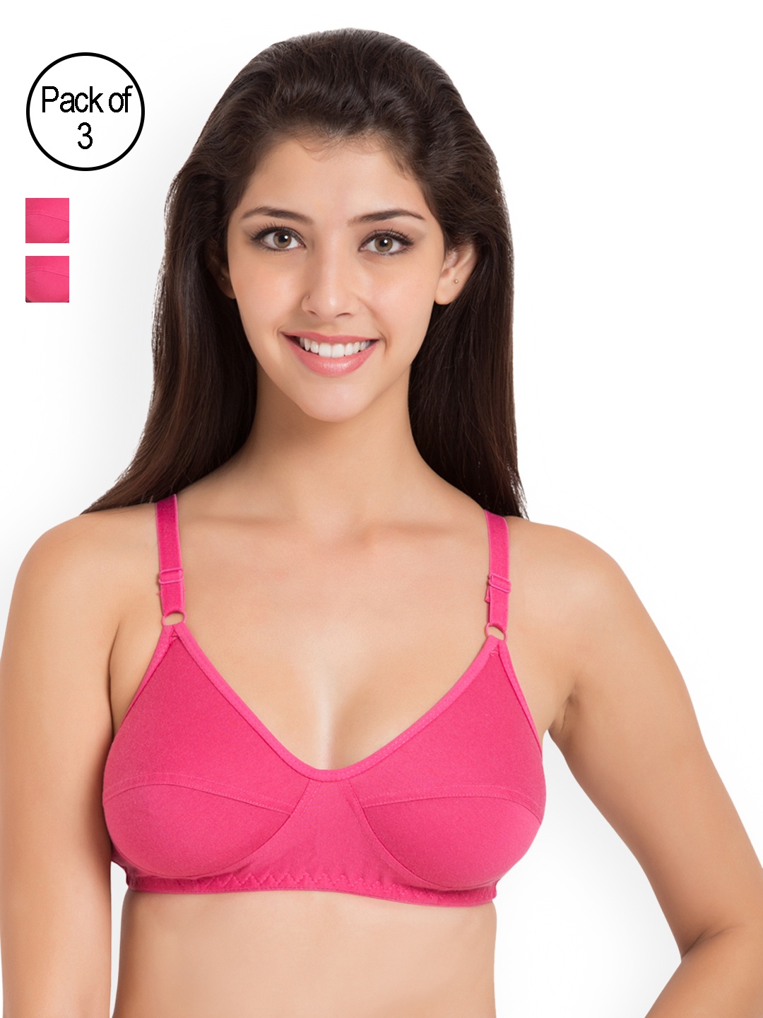 

Souminie Pink Pack Of 3 Solid Non-Wired Non Padded Everyday Bra SLY935-3PC