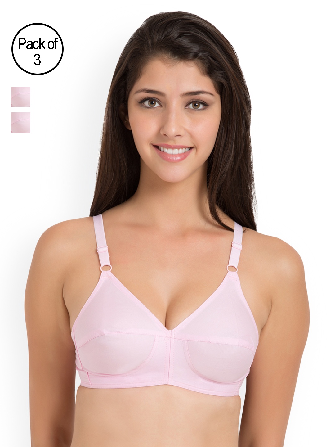 

Souminie Pack of 3 Pink Solid Non-Wired Non Padded Everyday Bra SLY933-3PC-PK