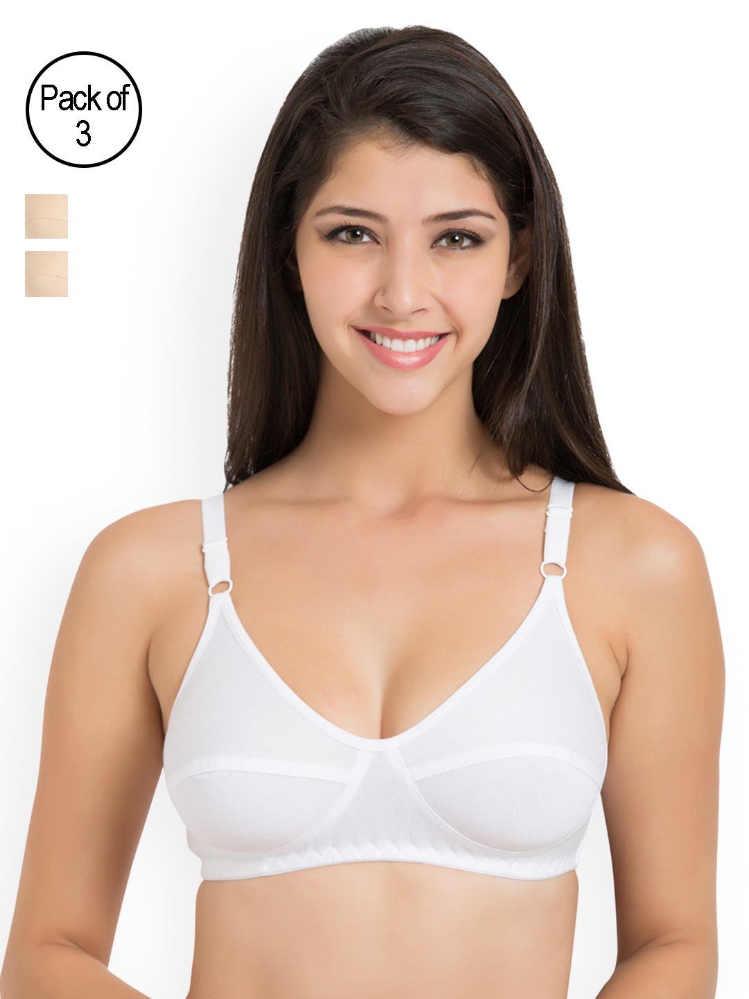 

Souminie Pack of 3 Non Padded Soft-Fit Bras, White