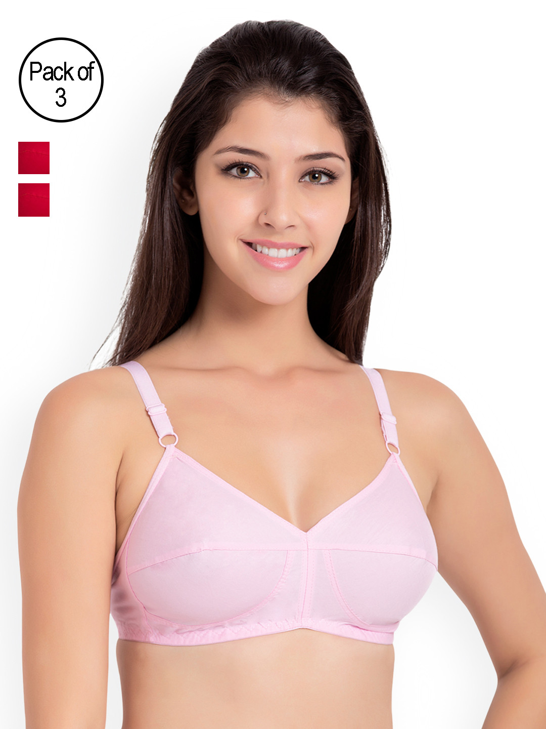 

Souminie Pack of 3 Full-Coverage Comfort Fit Bras SLY931-3PC-MG, Pink