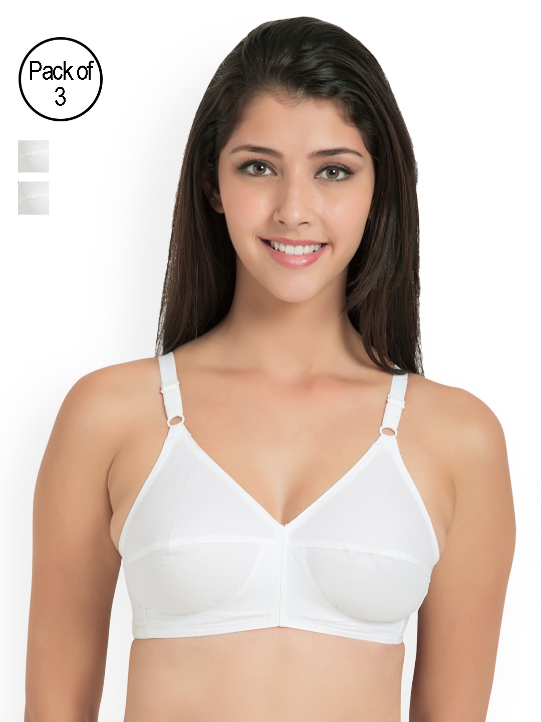 

Souminie Pack of 3 Full-Coverage Comfort Fit Bras SLY933-3PC-WH, White