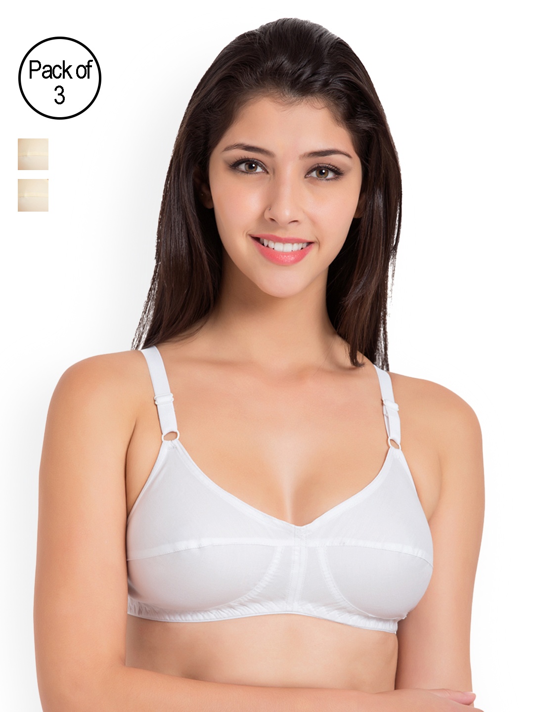 

Souminie Pack Of 3 Non Padded Flexi-Fit Cotton Bras SLY931, White