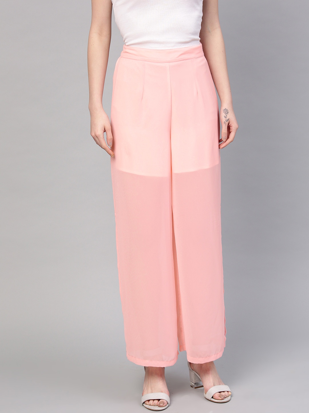 

SASSAFRAS Women Pink Regular Fit Solid Parallel Trousers