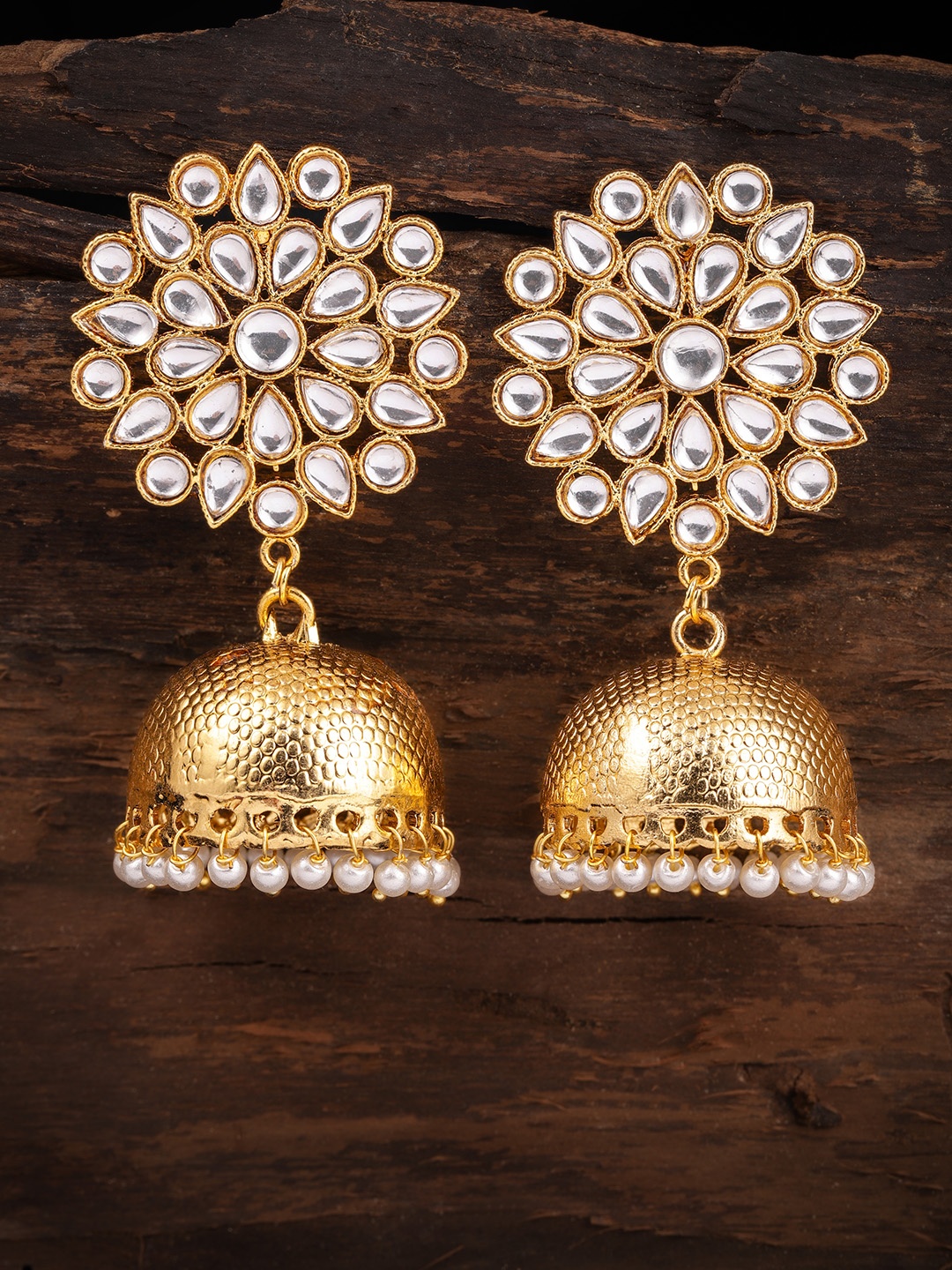 

Zaveri Pearls Gold-Toned Dome Shaped Jhumkas