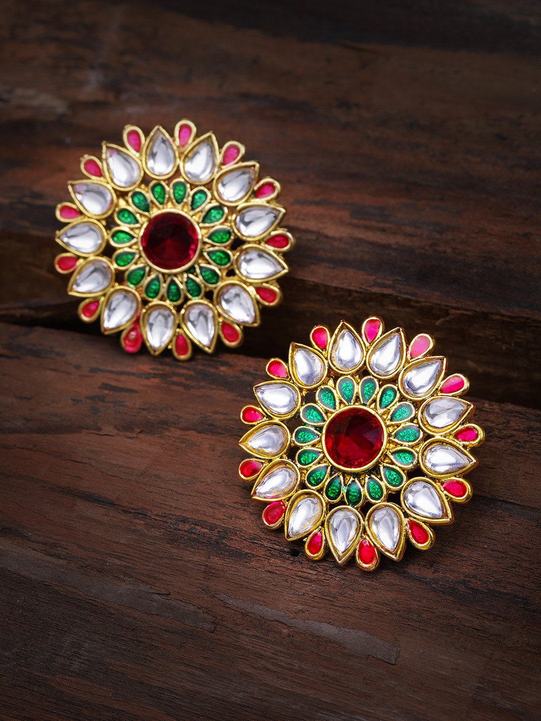 

Zaveri Pearls Gold-Toned & Pink Circular Studs