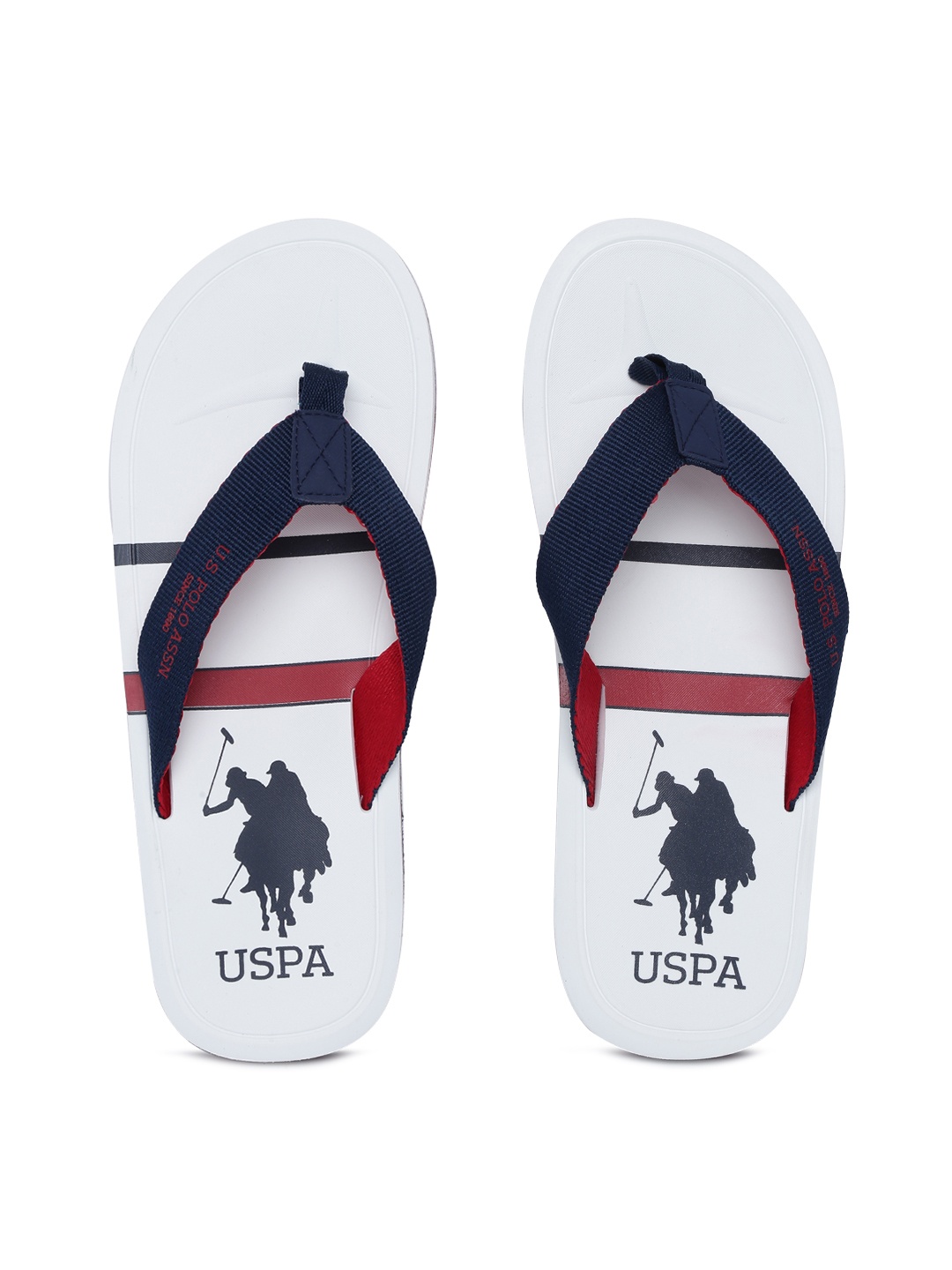 

U.S. Polo Assn. Men Off-White & Navy Blue AZZARO Solid Thong Flip-Flops