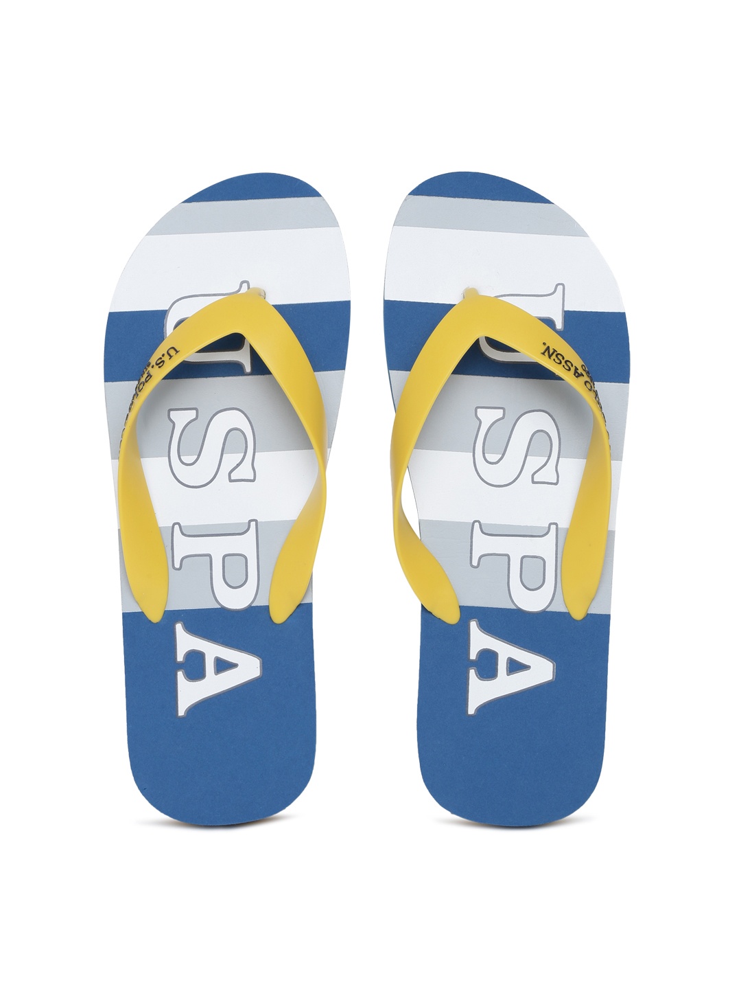 

U.S. Polo Assn. Men Blue & Yellow HALE Striped Thong Flip-Flops