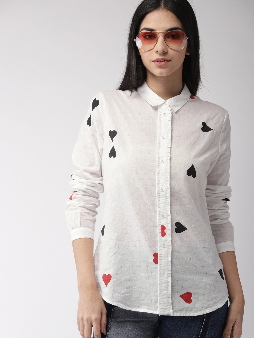 

Scotch & Soda Women White Regular Fit Printed Casual Shirt