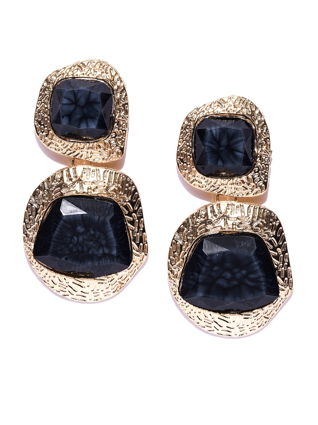 

Jewels Galaxy Black Gold-Plated Handcrafted Contemporary Drop Earrings