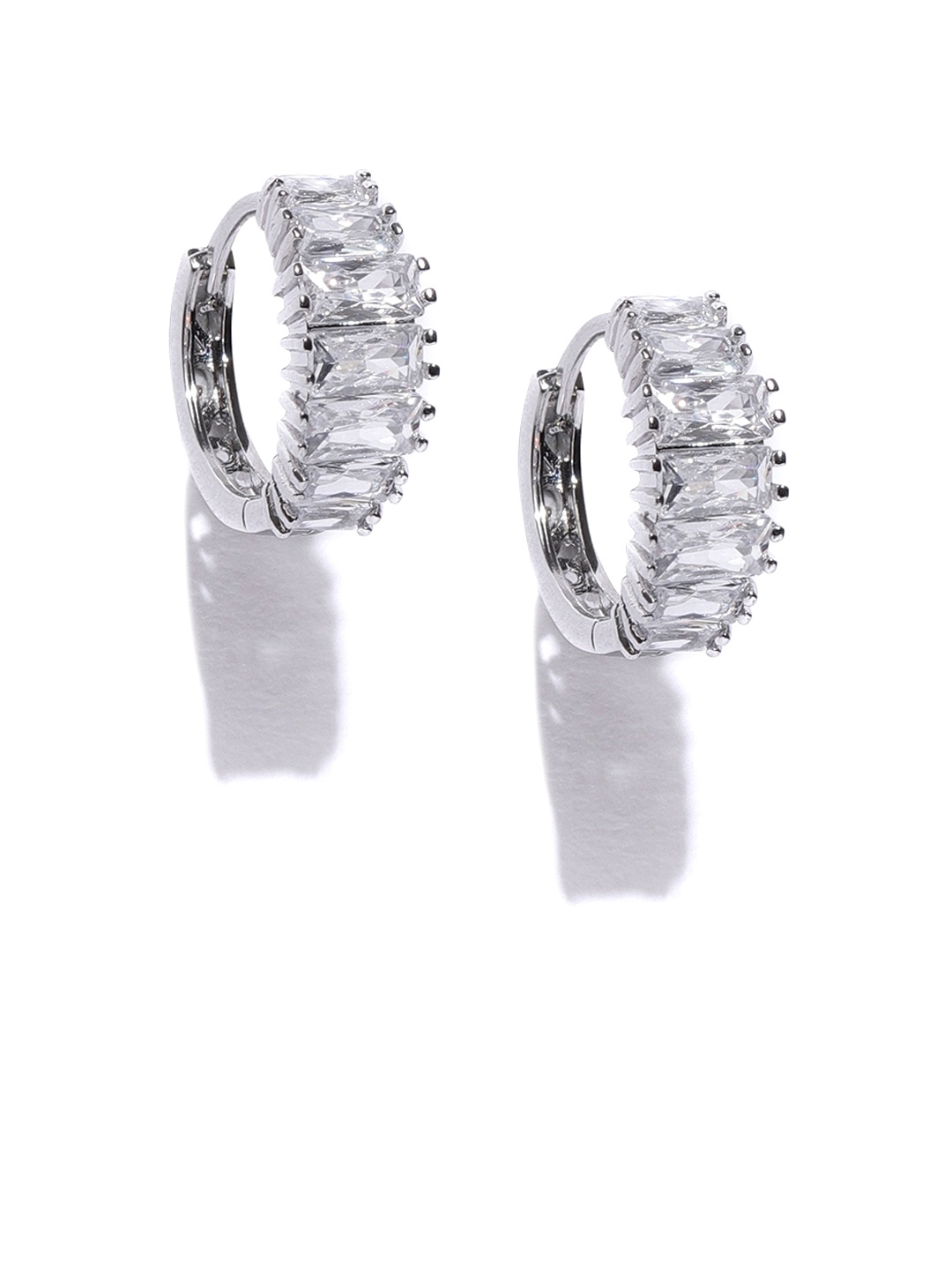 

Jewels Galaxy Silver-Plated Handcrafted Contemporary Hoop Earrings