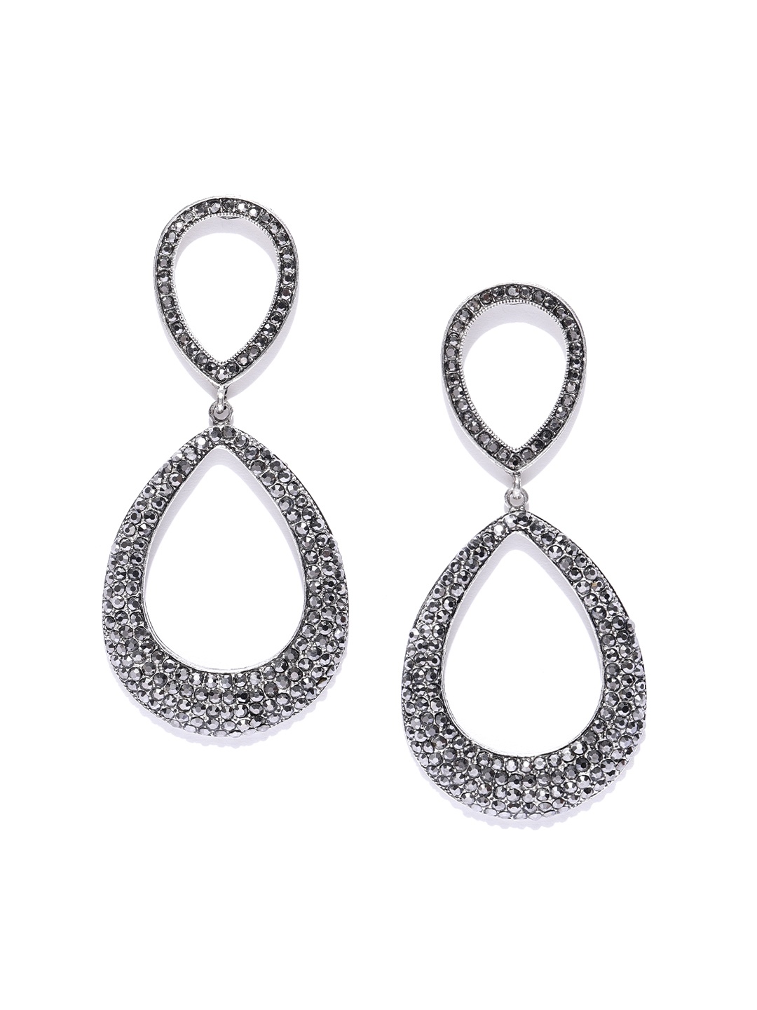 

Jewels Galaxy Silver-Plated Handcrafted Teardrop Shaped Drop Earrings