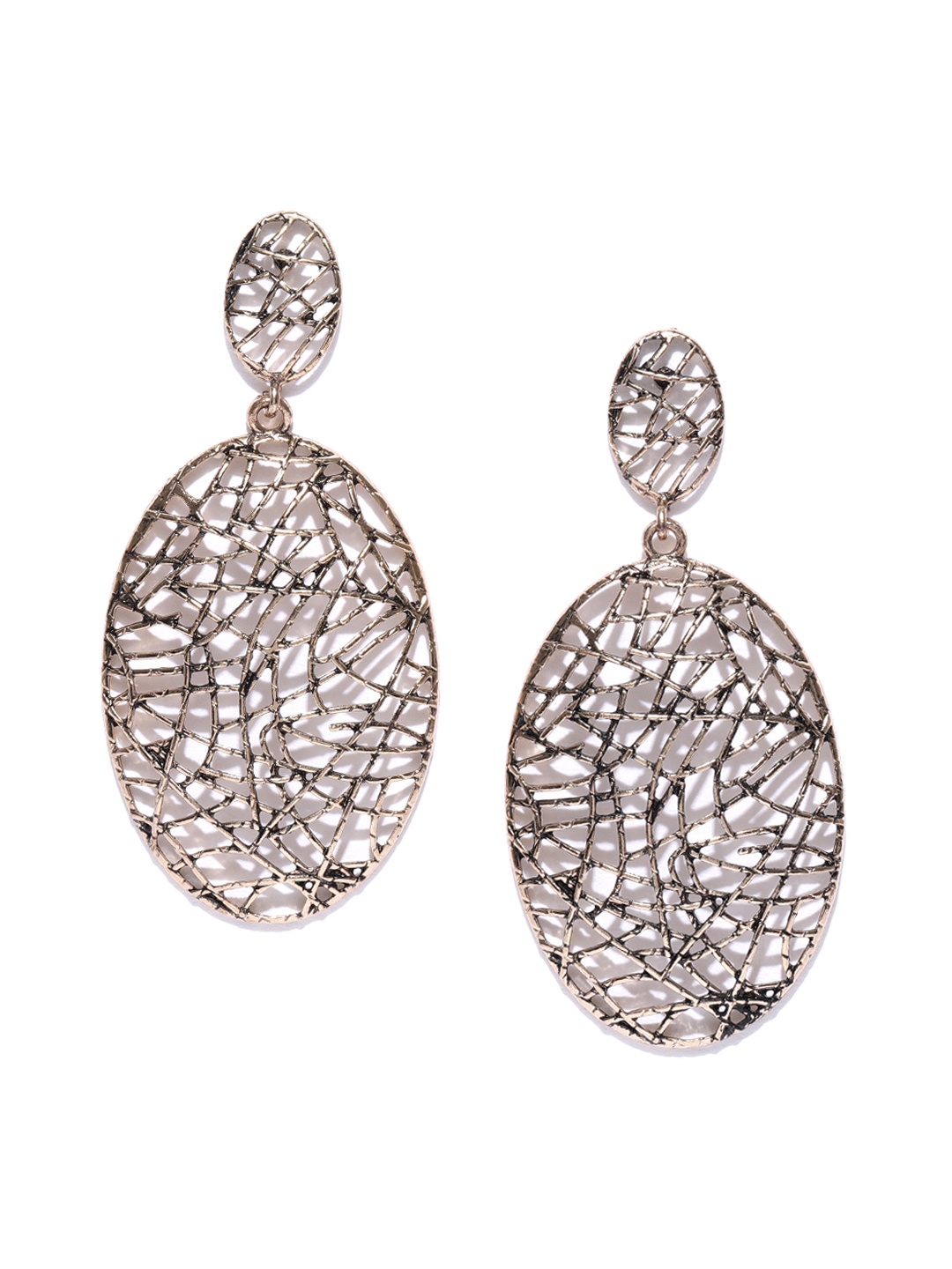 

Jewels Galaxy Copper-Plated Handcrafted Oval Drop Earrings