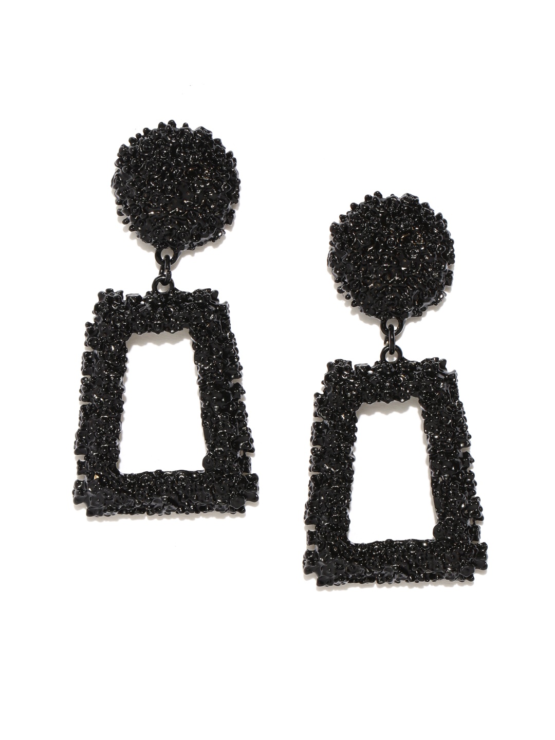 

Jewels Galaxy Black Copper-Plated Handcrafted Geometric Drop Earrings