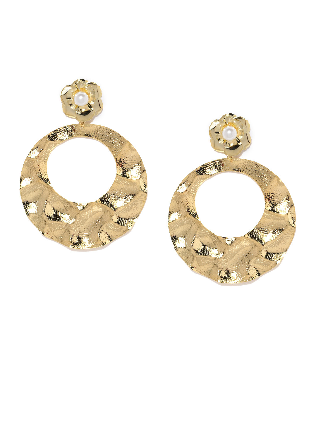 

Jewels Galaxy Gold-Plated Beaded Handcrafted Circular Drop Earrings