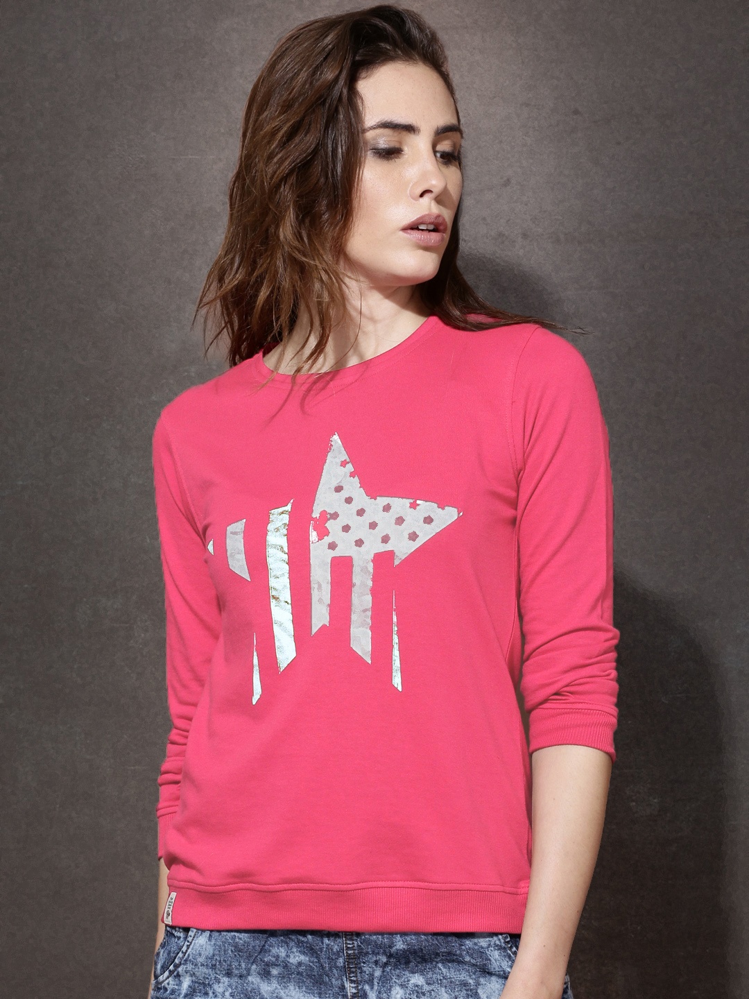 

Roadster Pink Printed Sweatshirt