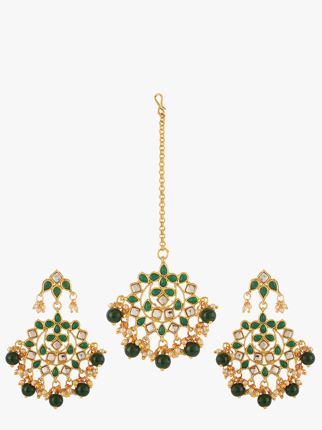 

Peora 18K Gold Plated & Green Kundan Faux Pearl Jewellery Set