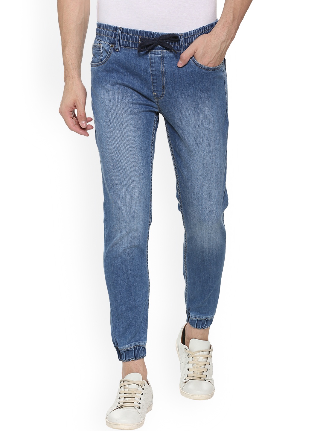 

People Men Blue Regular Fit Mid-Rise Clean Look Stretchable Jeans