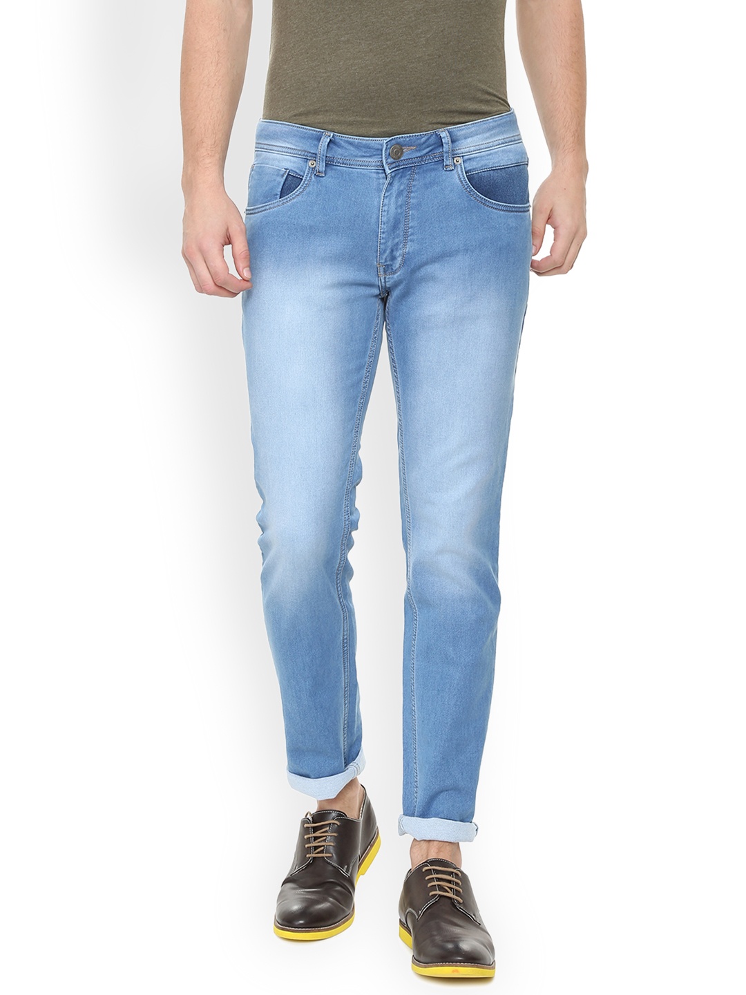 

People Men Blue Slim Fit Mid-Rise Clean Look Stretchable Jeans