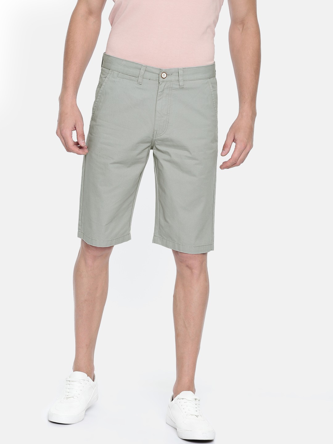 

Peter England Casuals Men Grey Solid Regular Fit Chino Shorts