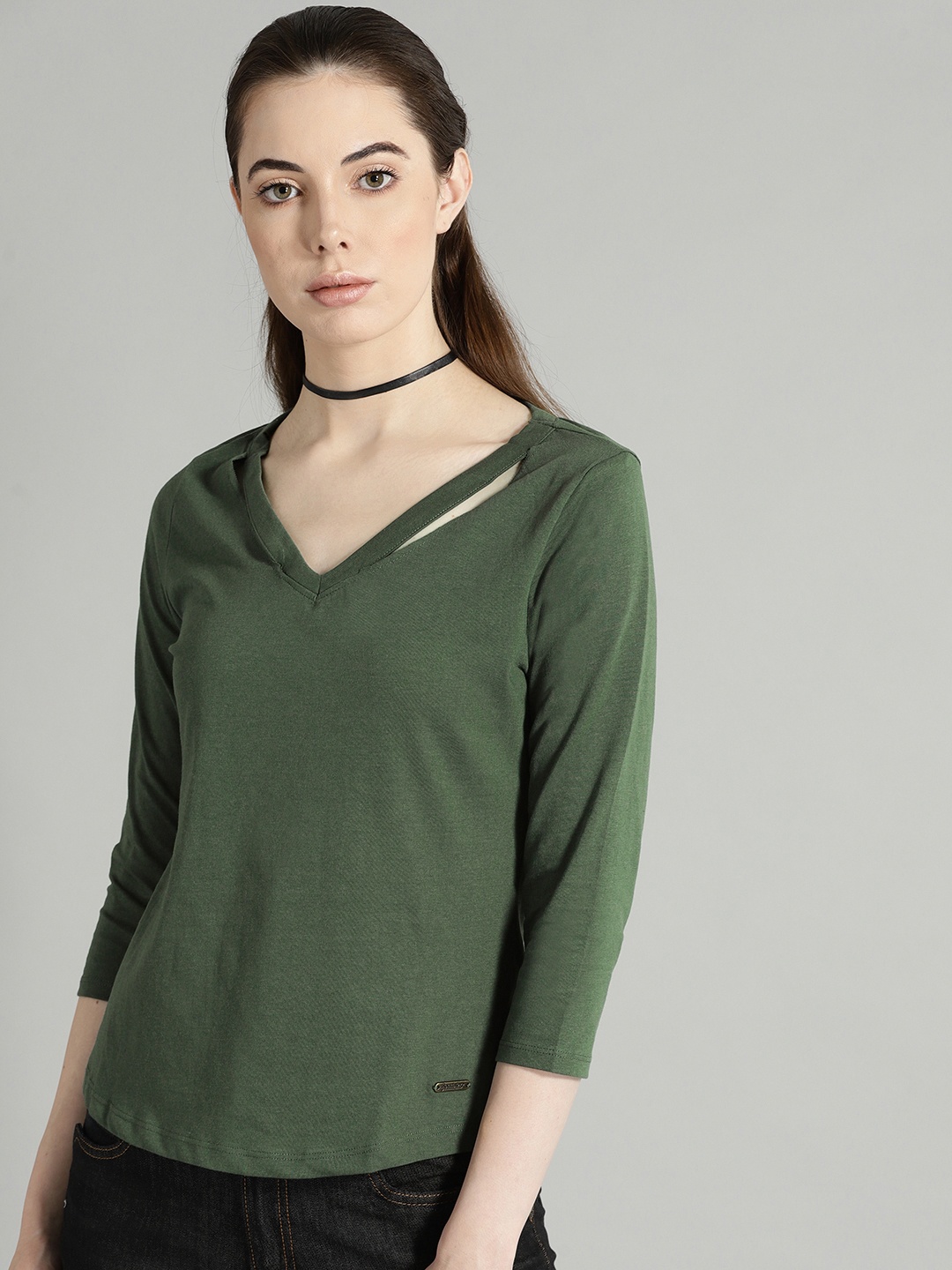 

Roadster Women Green Solid Top