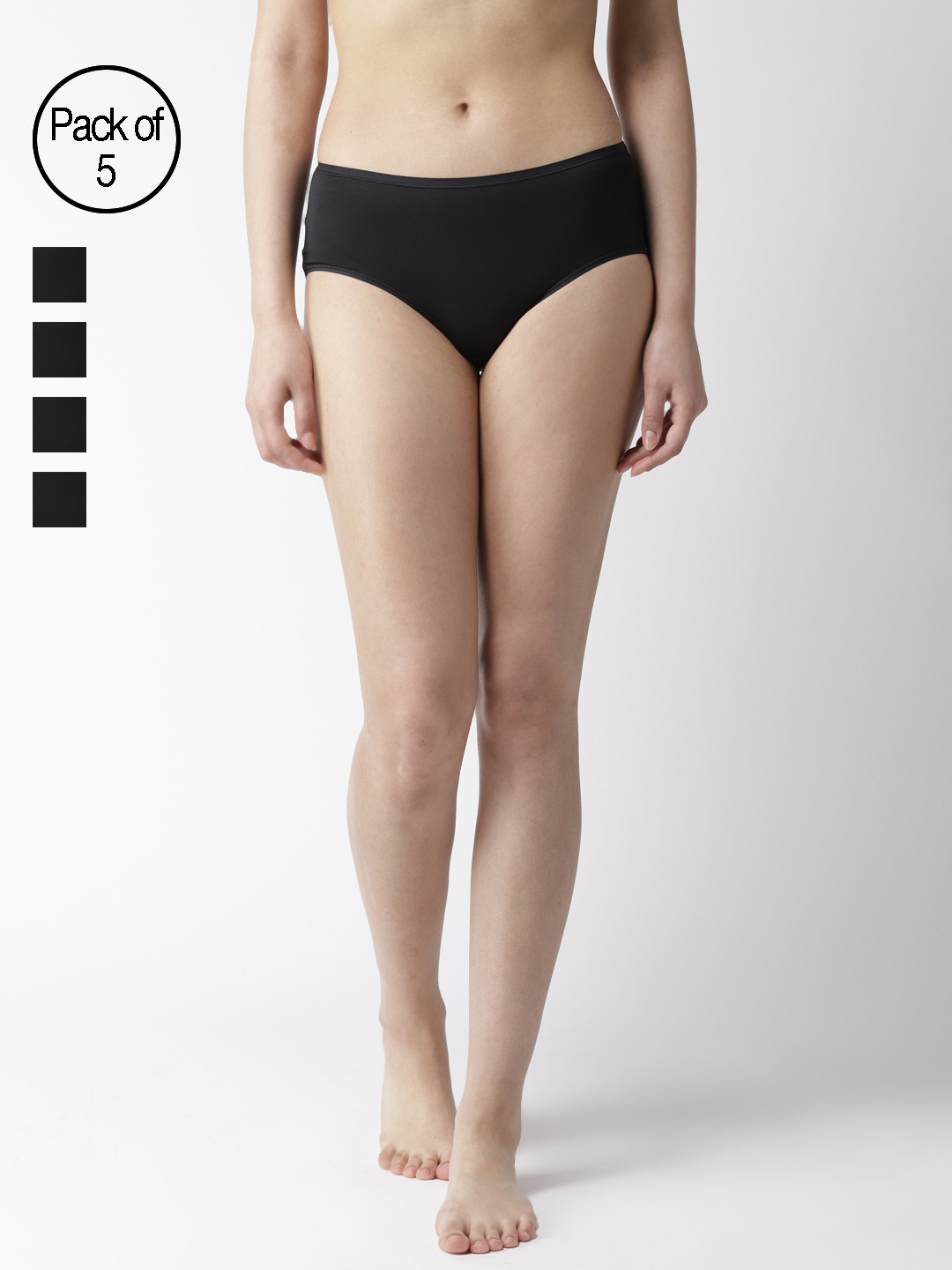 

Marks & Spencer Women Pack Of 5 Black Solid Hipster Briefs T614105