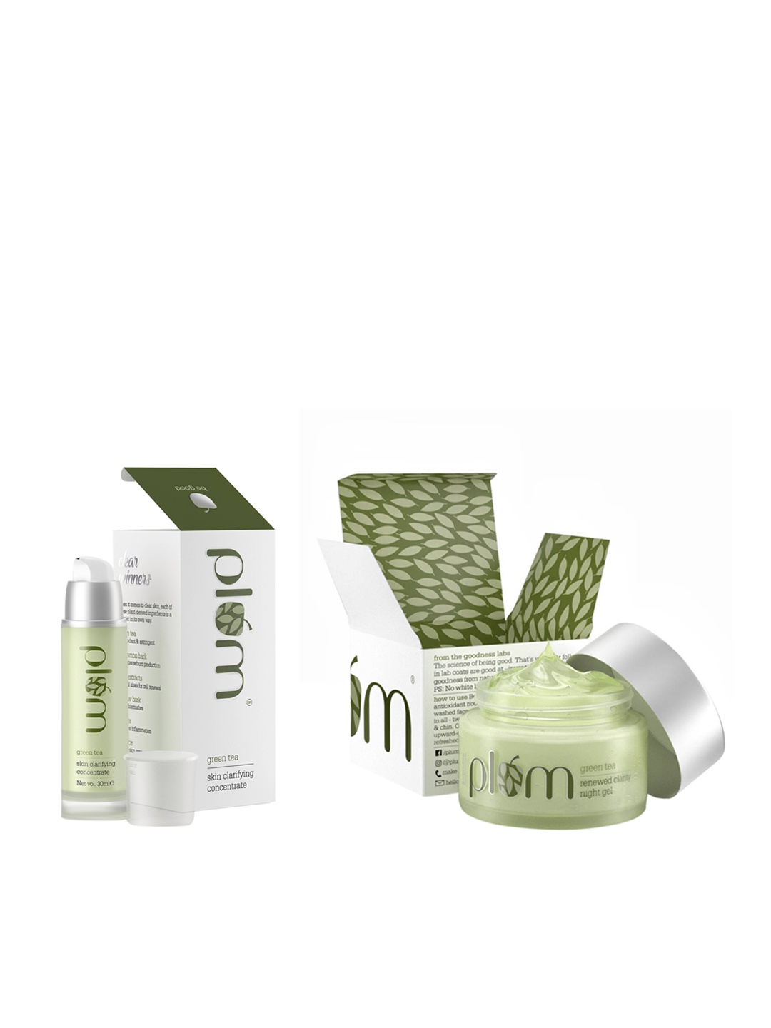 

Plum Set Of Green Tea Renewed Clarity Night Gel & Skin Clarifying Concentrate