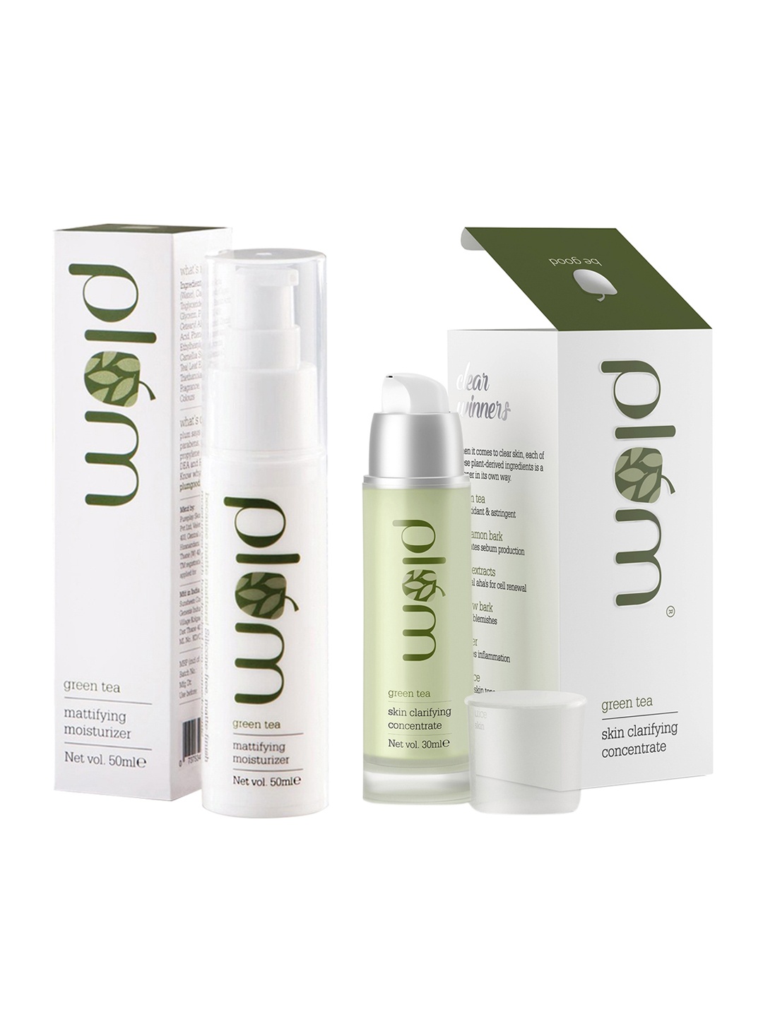 

Plum Set Of Green Tea Mattifying Moisturiser & Clarifying Concentrate