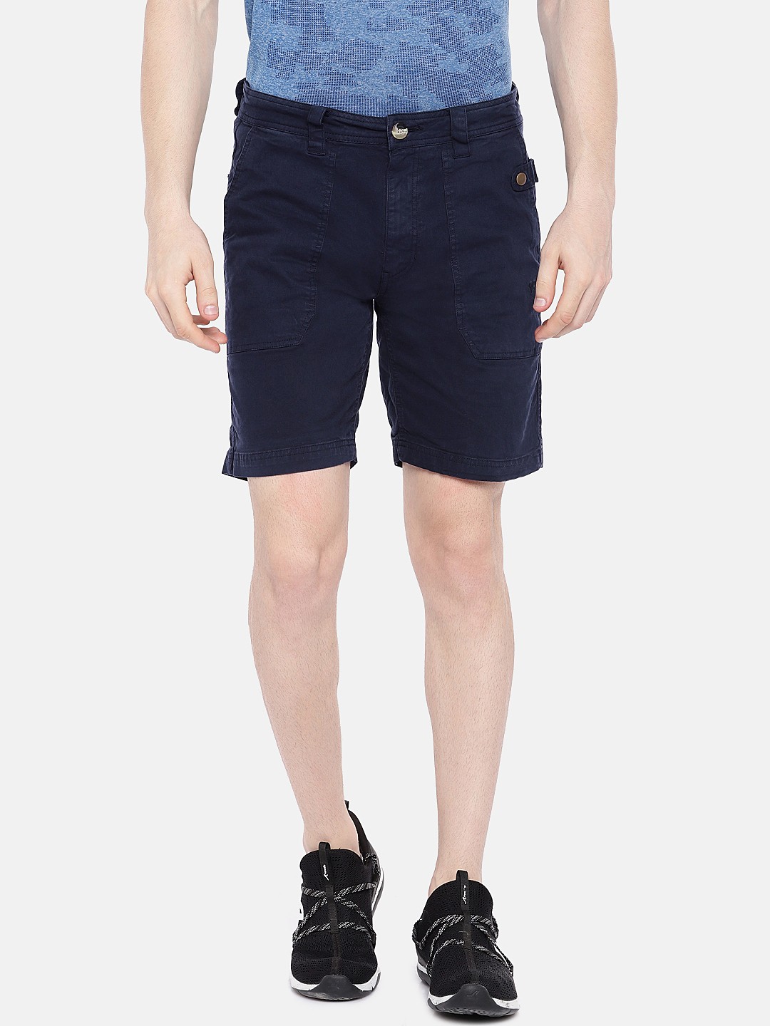 

Wildcraft Men Navy Blue Solid Chino Shorts