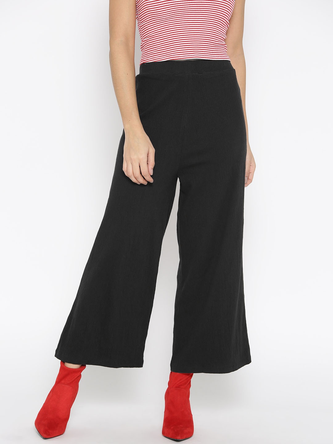 

Rue Collection Women Black Wide Leg Solid Palazzos